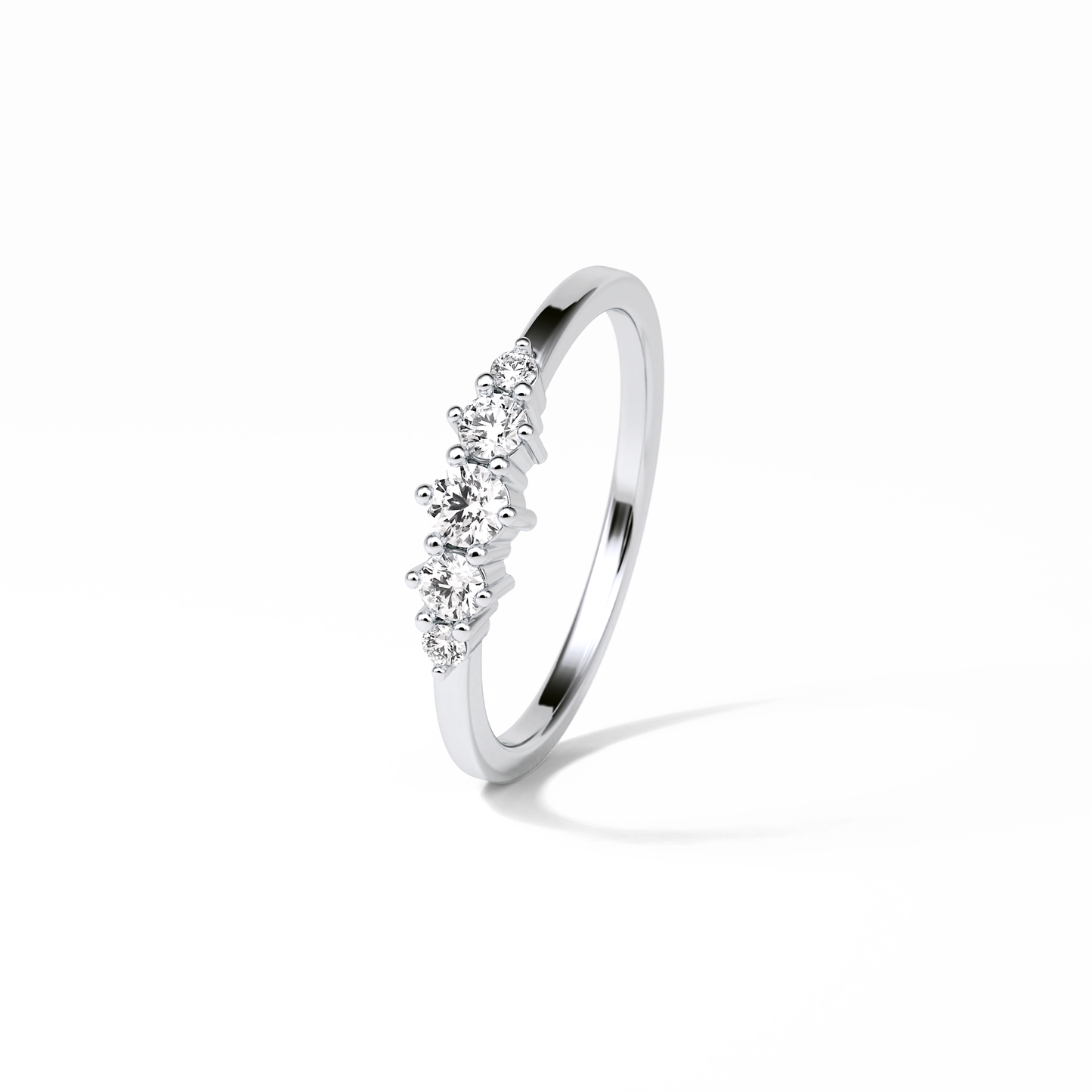 0.3 TCW Round Cut Five Stones Wedding Band 6