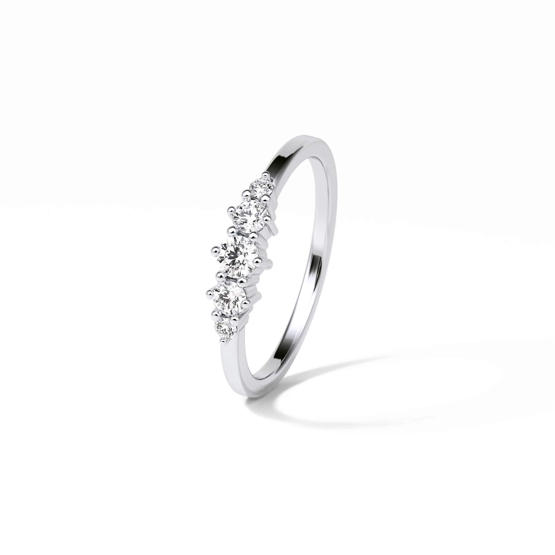 0.3 TCW Round Cut Five Stones Wedding Band 6