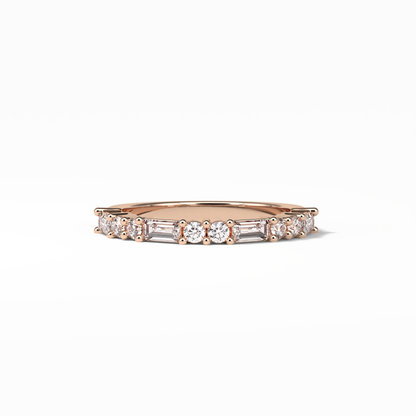0.64 TCW Baguette and Round Shaped Wedding Band 15