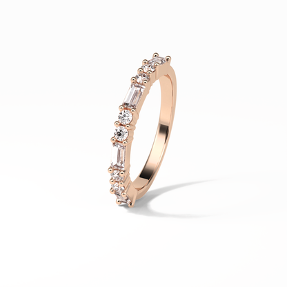 0.64 TCW Baguette and Round Shaped Wedding Band 17