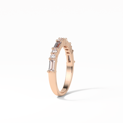 0.64 TCW Baguette and Round Shaped Wedding Band 18