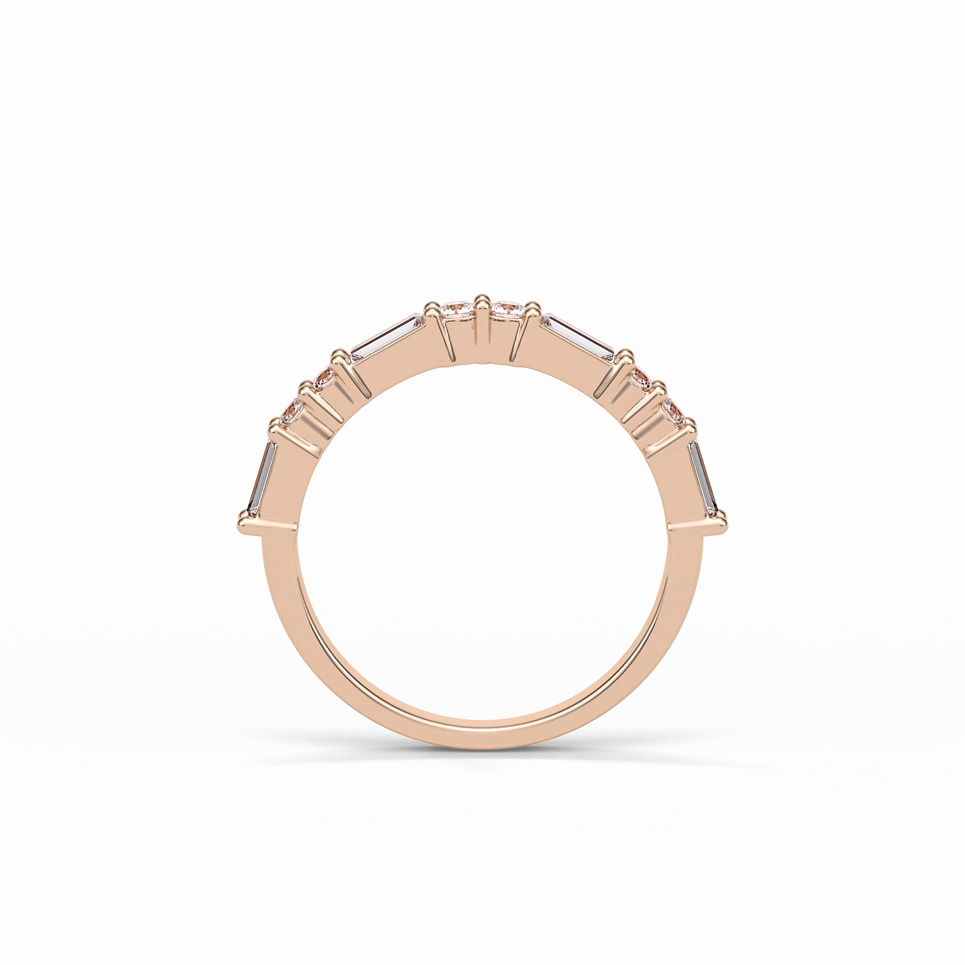 0.64 TCW Baguette and Round Shaped Wedding Band 19