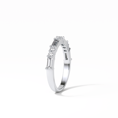 0.64 TCW Baguette and Round Shaped Wedding Band 5