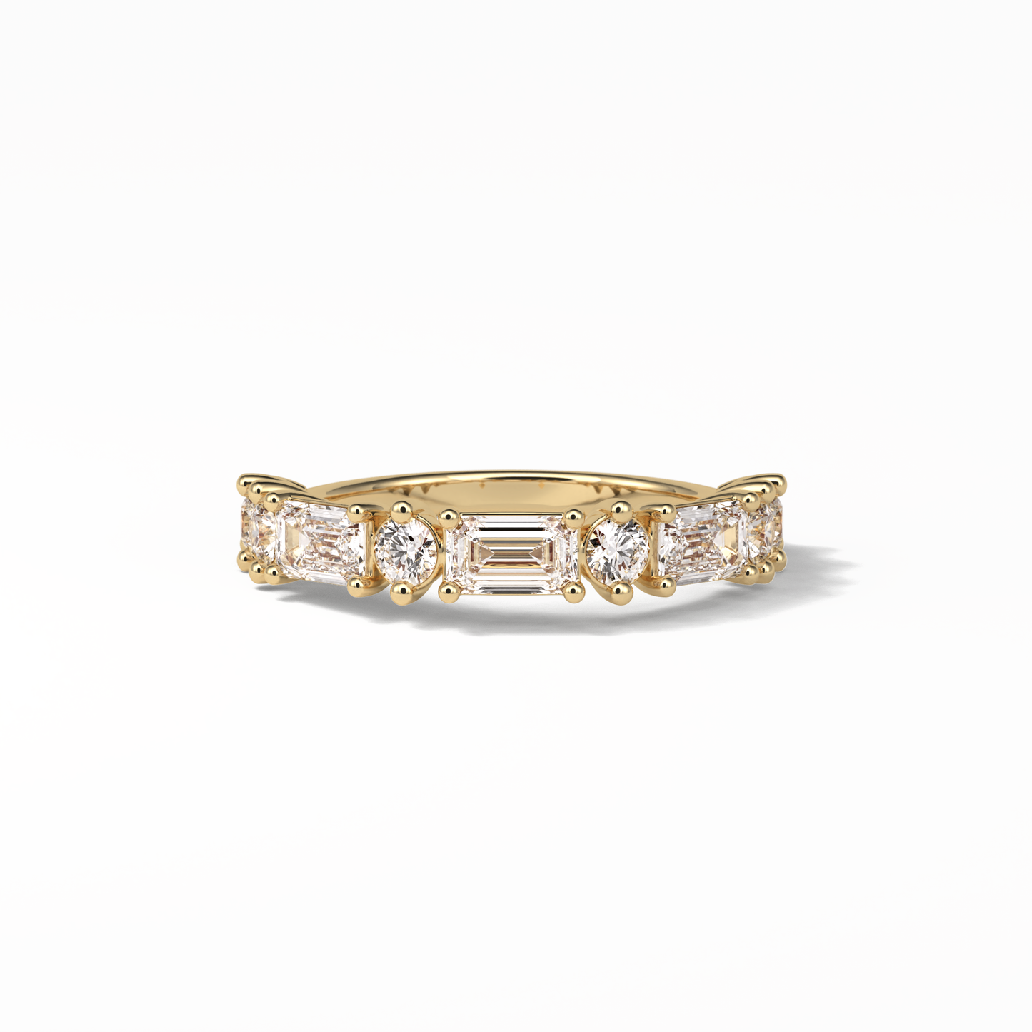 1.28 TCW Emerald and Round Shaped Wedding Band 8