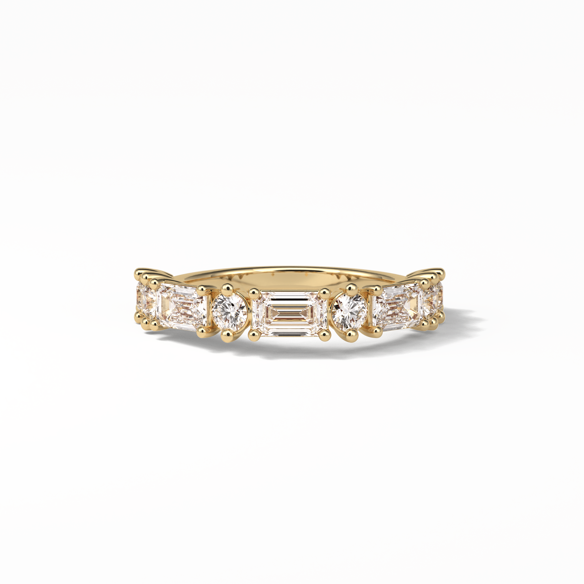 1.28 TCW Emerald and Round Shaped Wedding Band 8