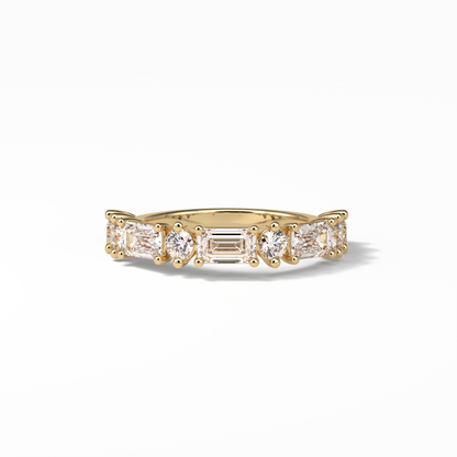 1.28 TCW Emerald and Round Shaped Wedding Band 8