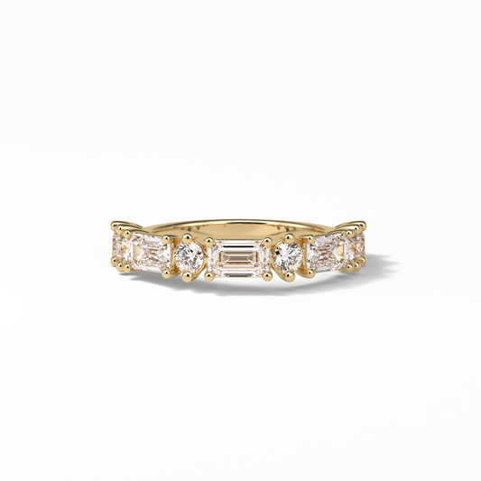 1.28 TCW Emerald and Round Shaped Wedding Band 8