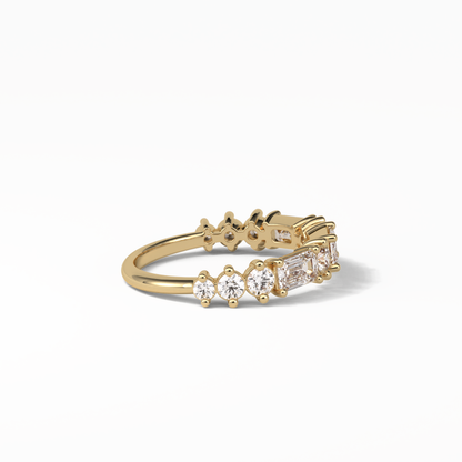 1.28 TCW Emerald and Round Shaped Wedding Band 13