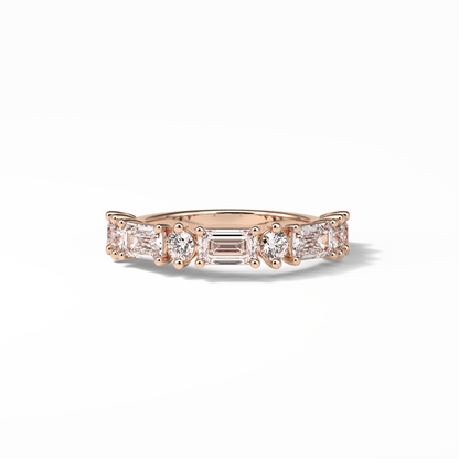 1.28 TCW Emerald and Round Shaped Wedding Band 15