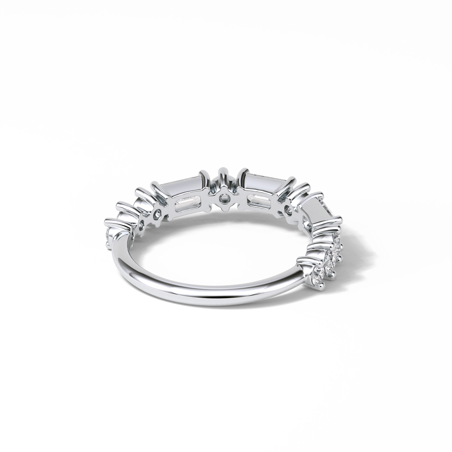 1.28 TCW Emerald and Round Shaped Wedding Band 2