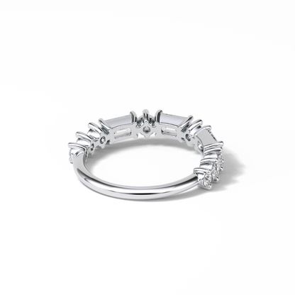 1.28 TCW Emerald and Round Shaped Wedding Band 2