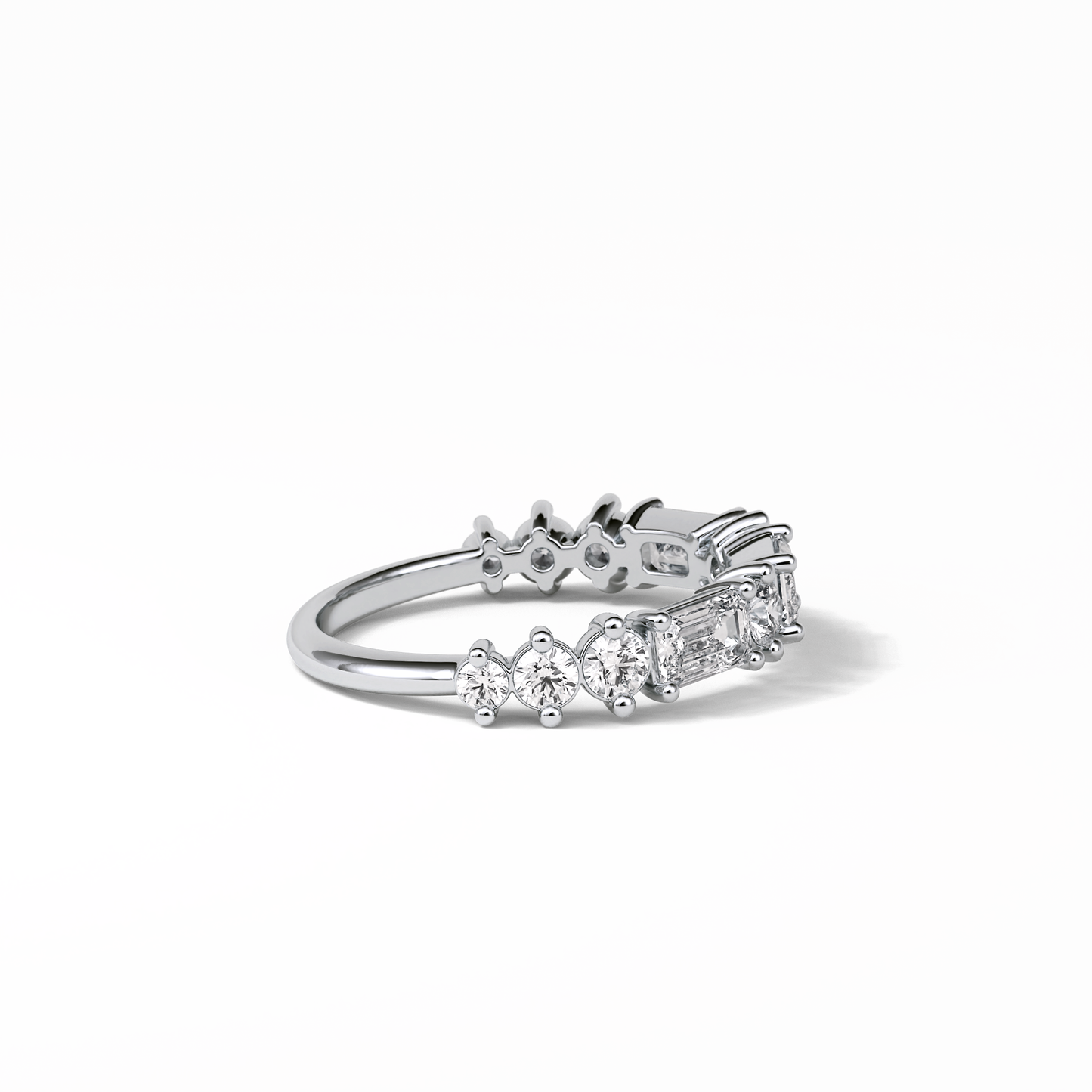 1.28 TCW Emerald and Round Shaped Wedding Band 3