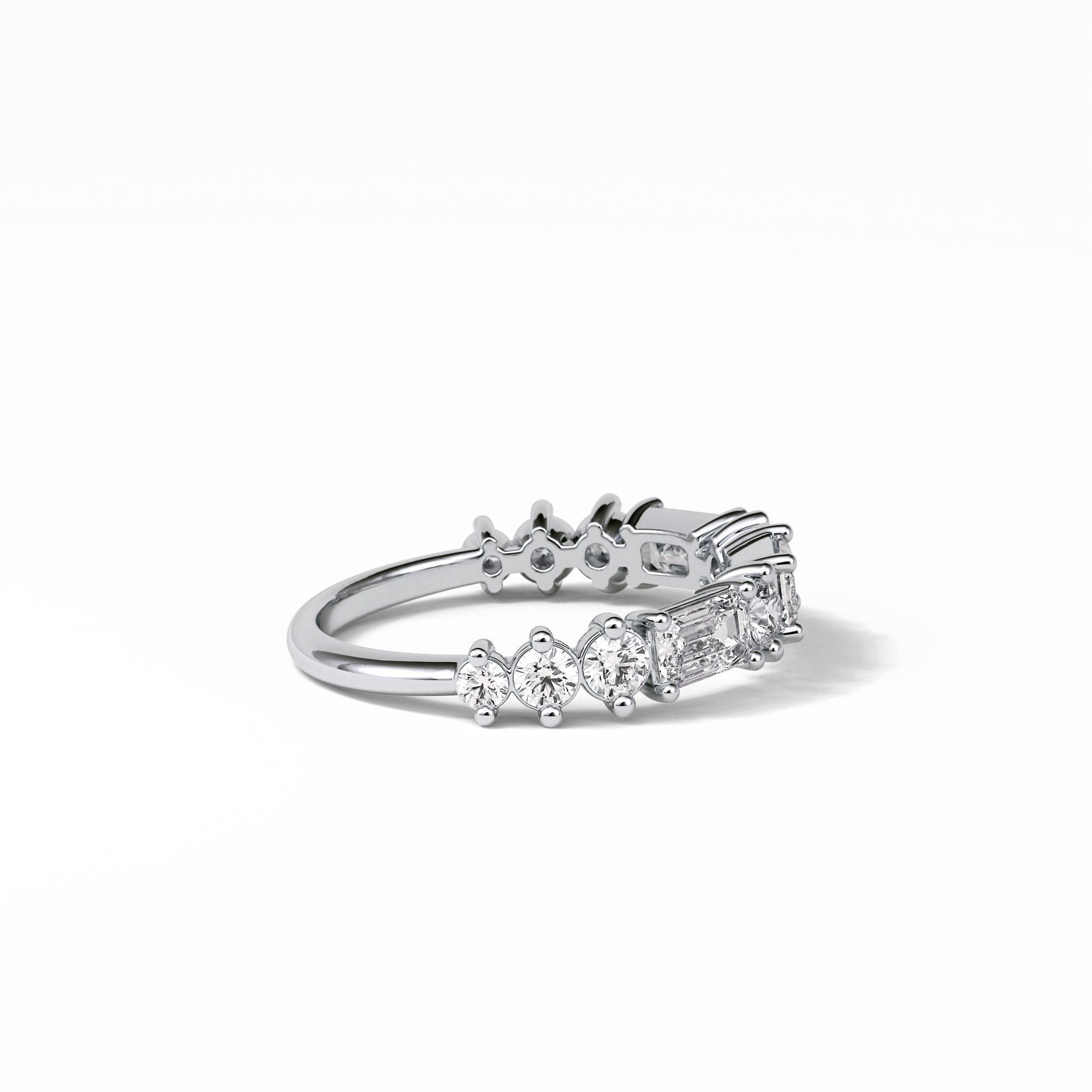 1.28 TCW Emerald and Round Shaped Wedding Band 3