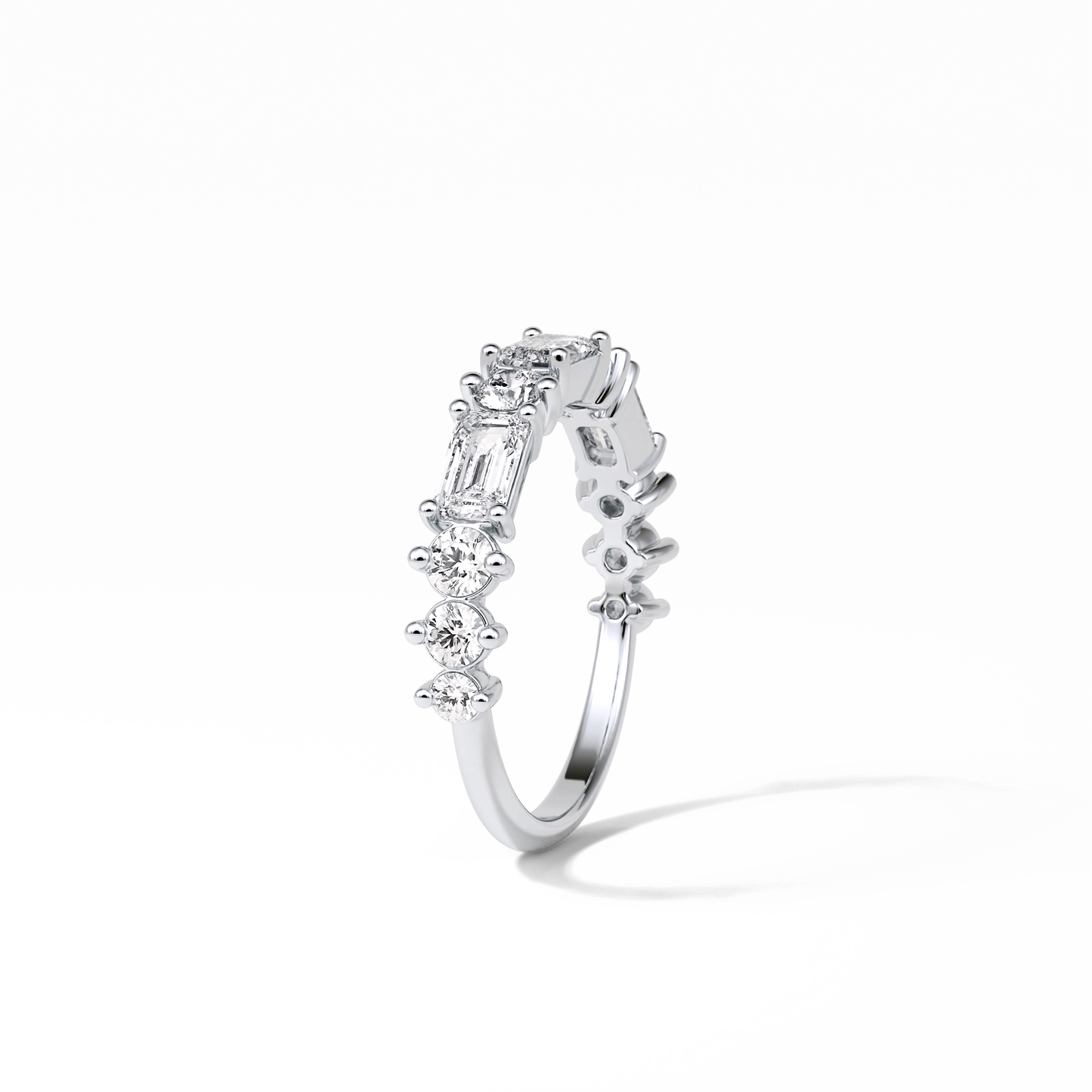 1.28 TCW Emerald and Round Shaped Wedding Band 5
