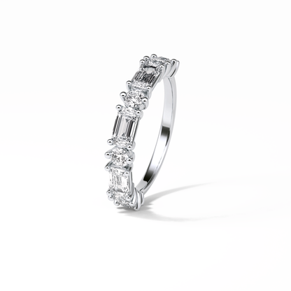 1.28 TCW Emerald and Round Shaped Wedding Band 6