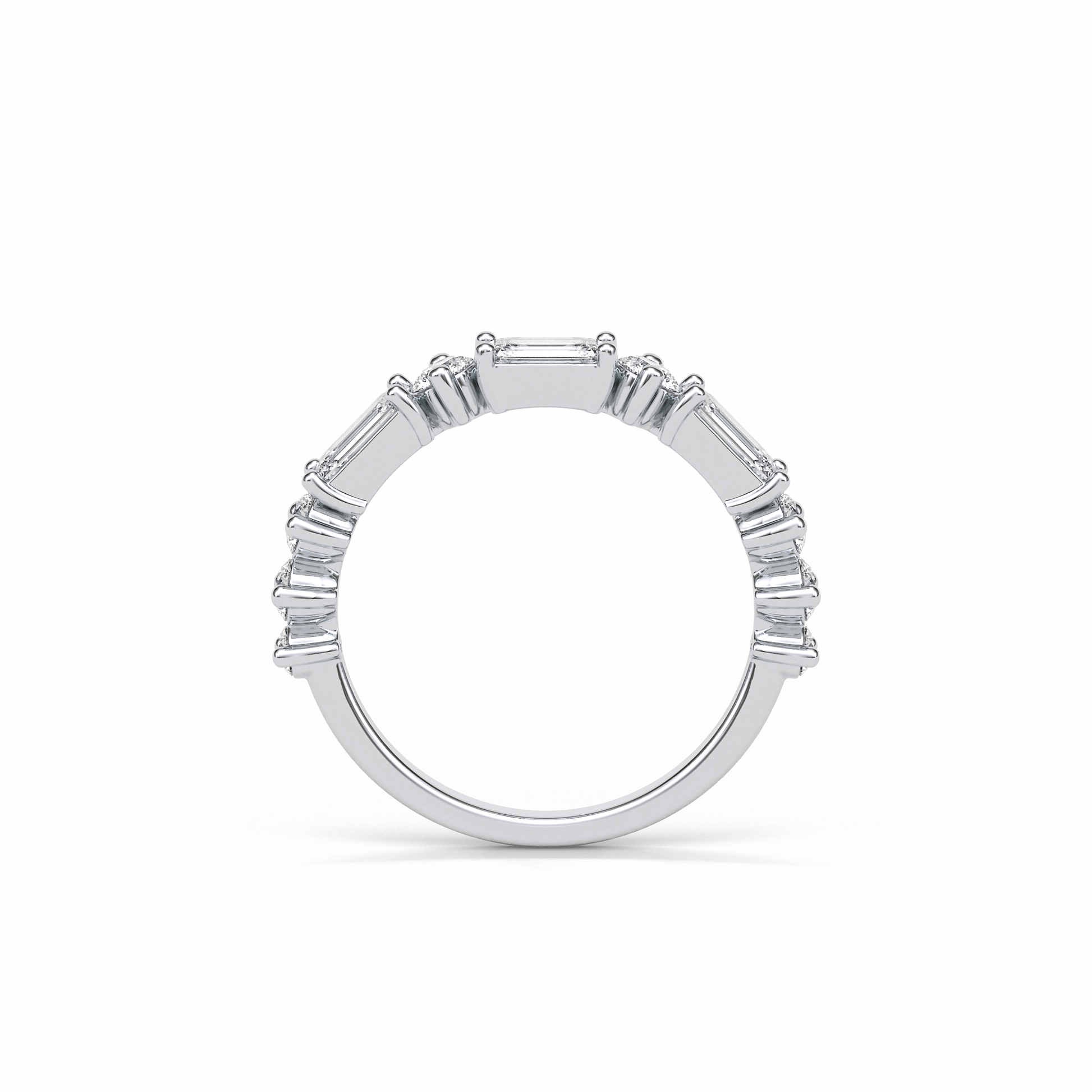 1.28 TCW Emerald and Round Shaped Wedding Band 7
