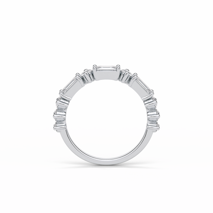 1.28 TCW Emerald and Round Shaped Wedding Band 7