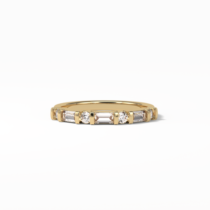 0.42 TCW Baguette and Round Shaped Wedding Band 8