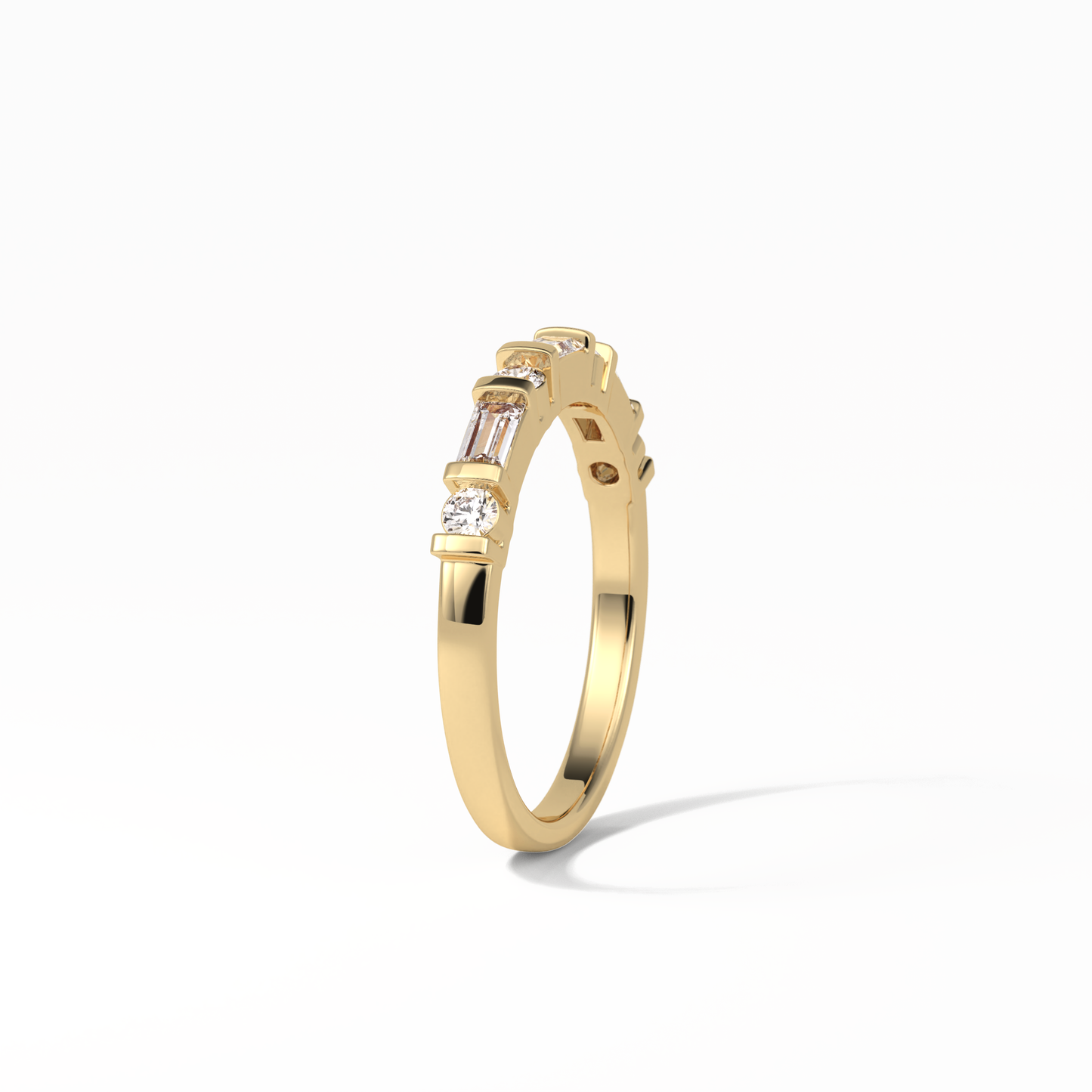 0.42 TCW Baguette and Round Shaped Wedding Band 12