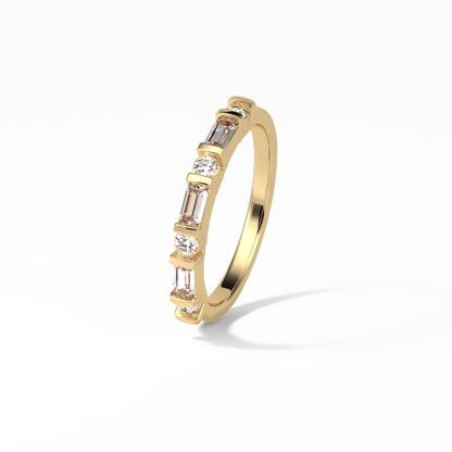 0.42 TCW Baguette and Round Shaped Wedding Band 13