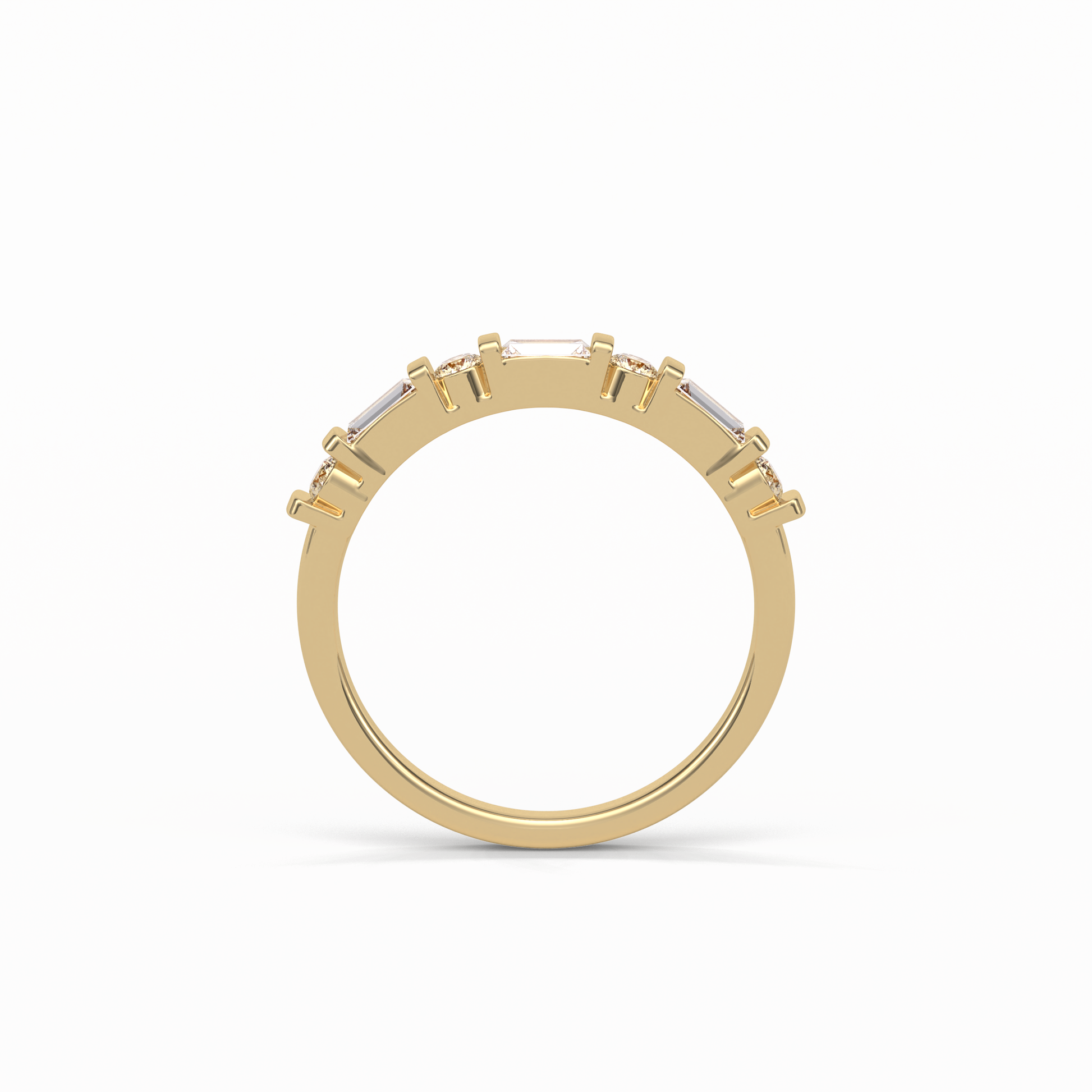 0.42 TCW Baguette and Round Shaped Wedding Band 10
