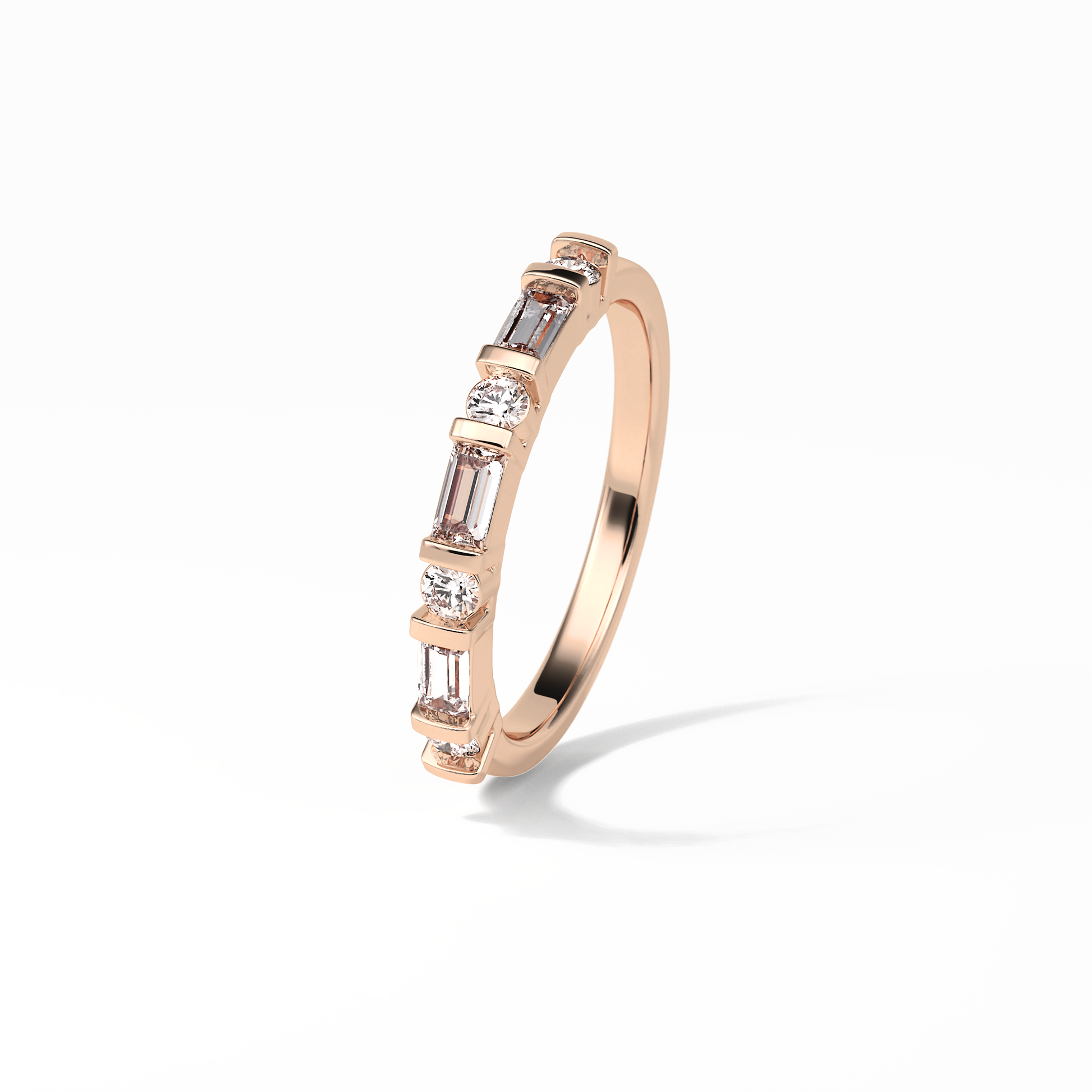0.42 TCW Baguette and Round Shaped Wedding Band 20