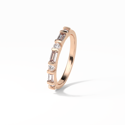 0.42 TCW Baguette and Round Shaped Wedding Band 20