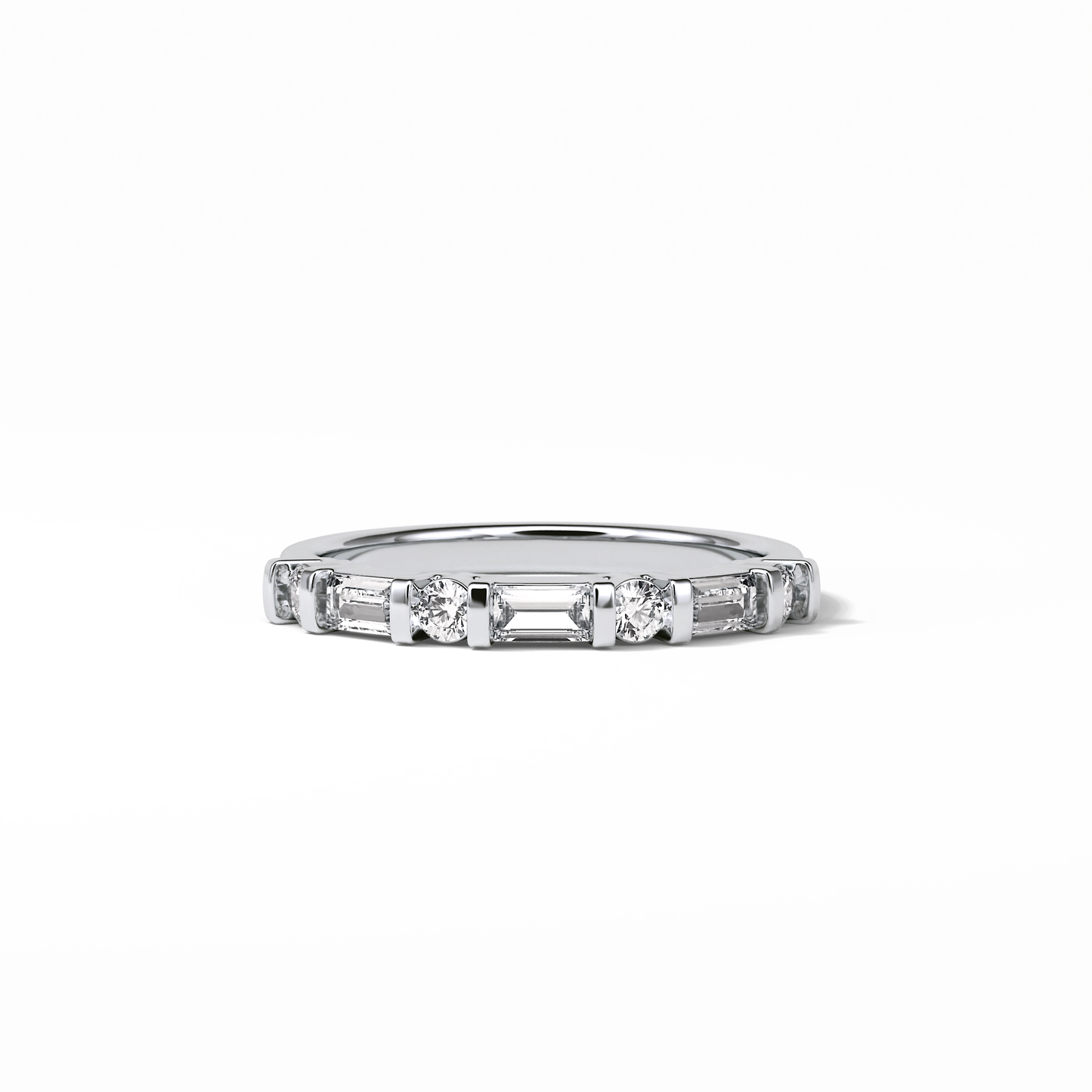 0.42 TCW Baguette and Round Shaped Wedding Band 1