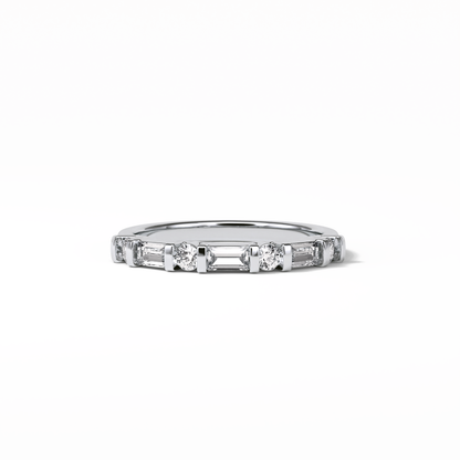 0.42 TCW Baguette and Round Shaped Wedding Band 1