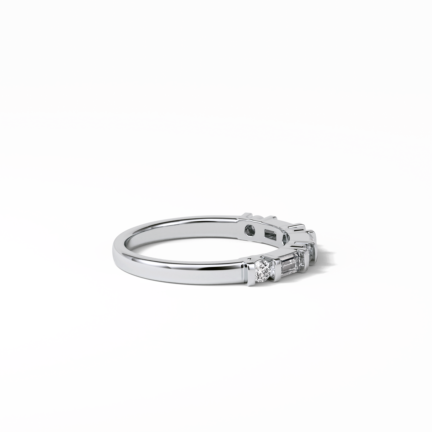 0.42 TCW Baguette and Round Shaped Wedding Band 3