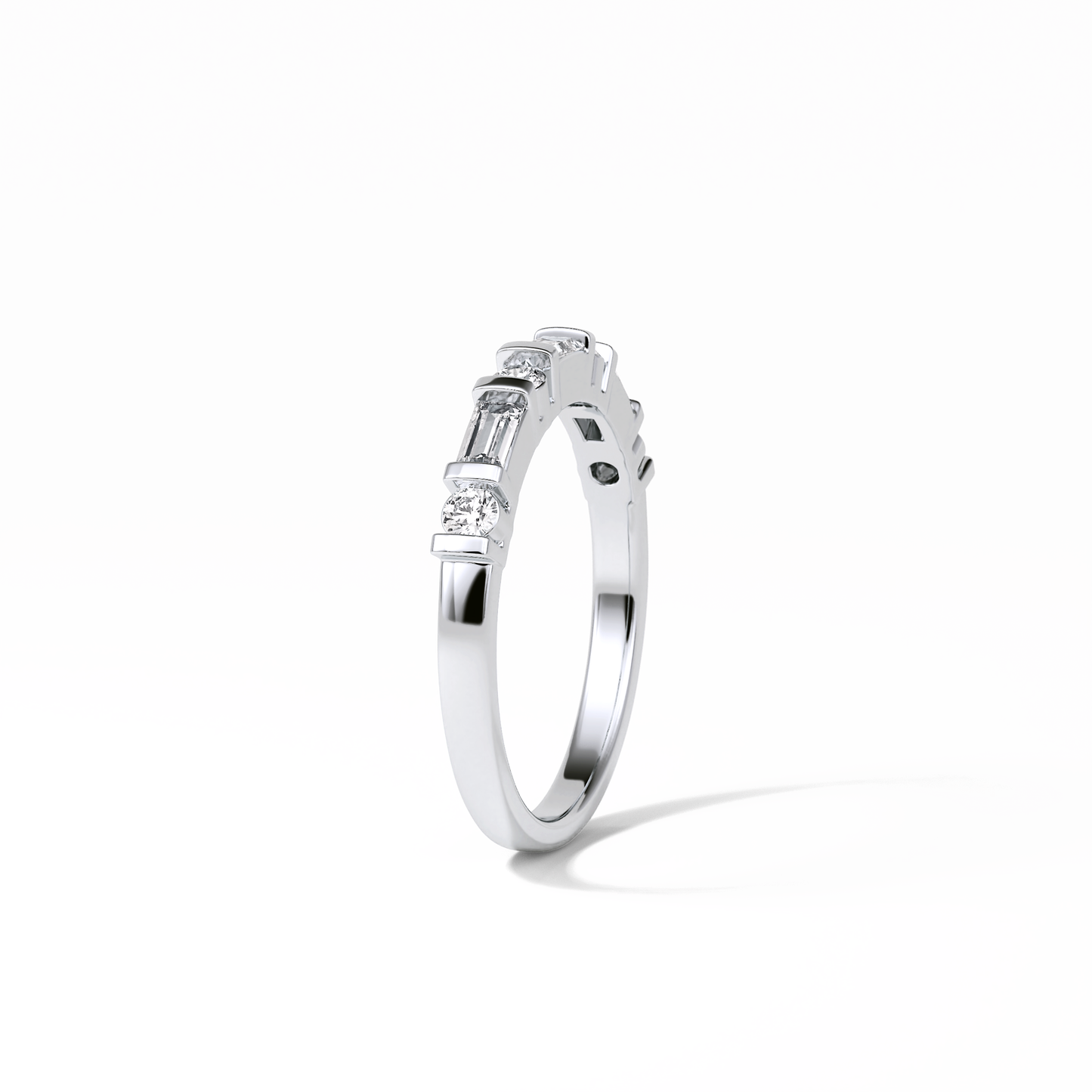 0.42 TCW Baguette and Round Shaped Wedding Band 5