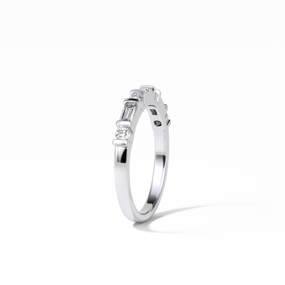 0.42 TCW Baguette and Round Shaped Wedding Band 5