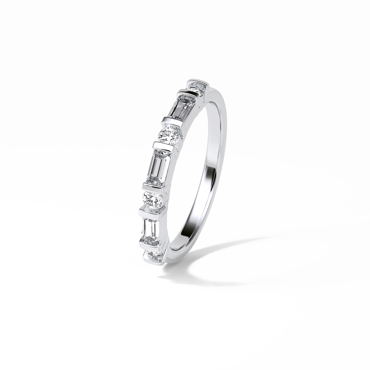 0.42 TCW Baguette and Round Shaped Wedding Band 6