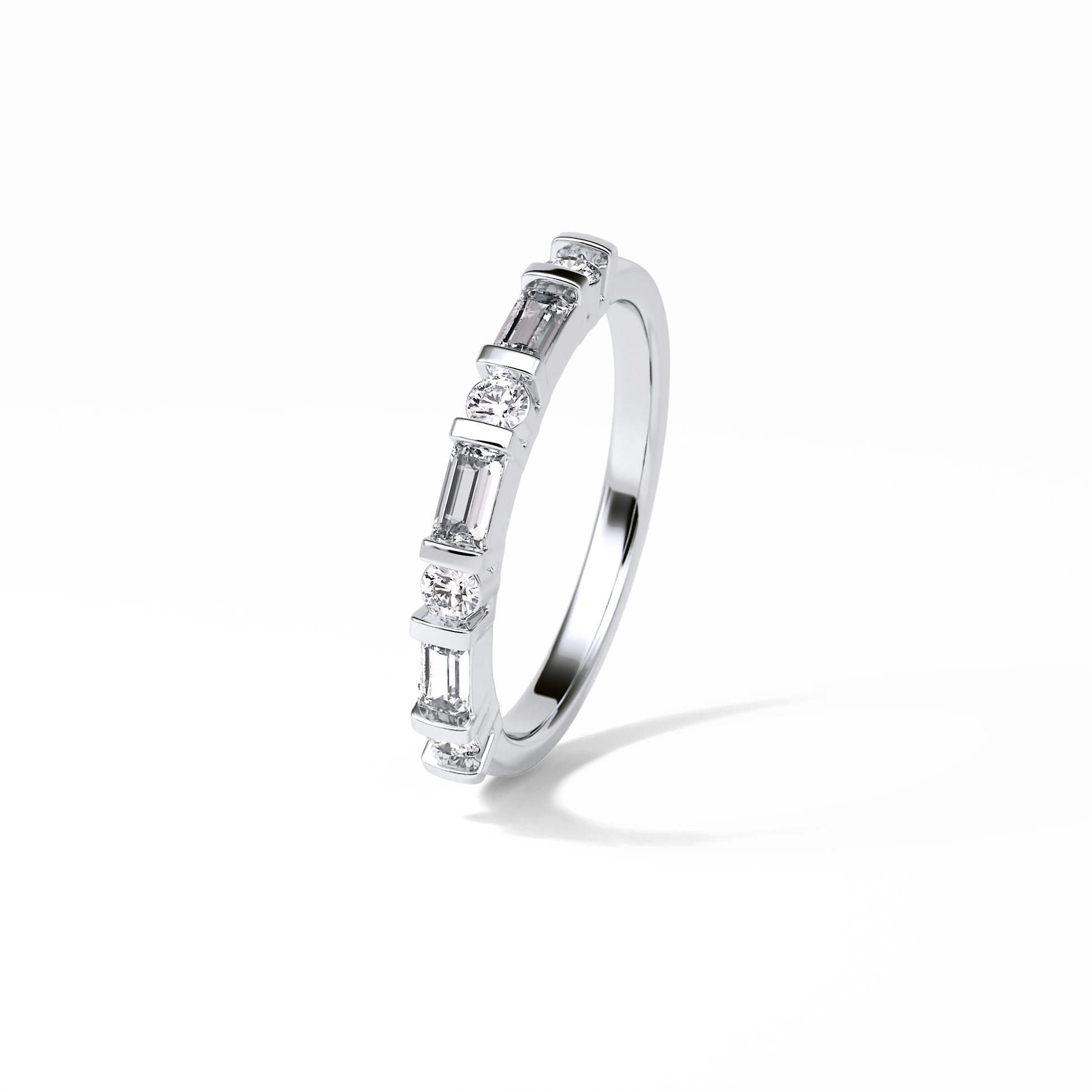 0.42 TCW Baguette and Round Shaped Wedding Band 6