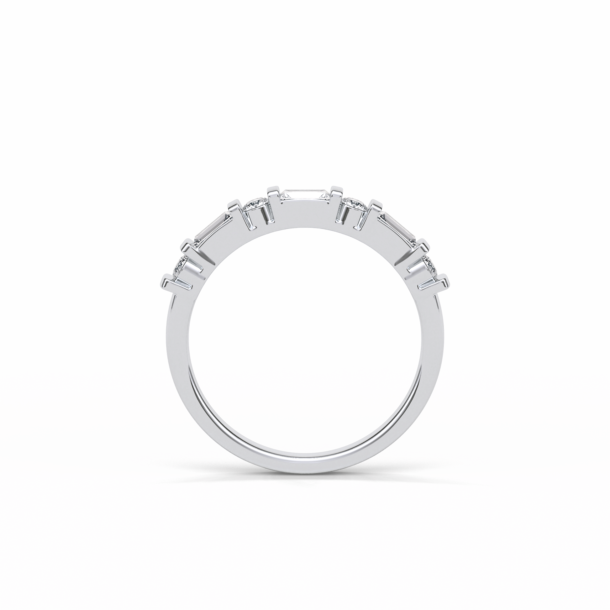 0.42 TCW Baguette and Round Shaped Wedding Band 7