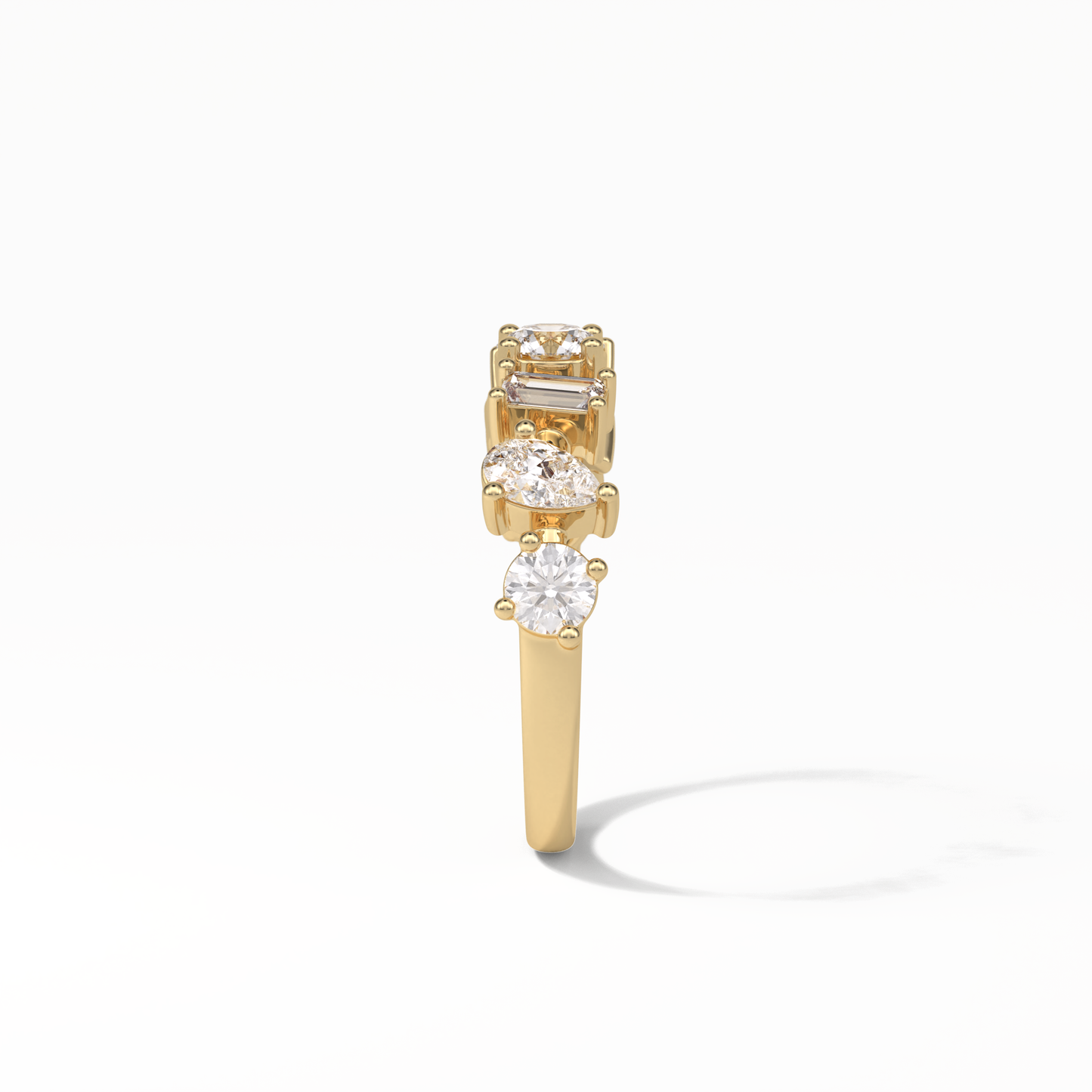 1.4 TCW Pear, Baguette & Round Shaped Wedding Band 10