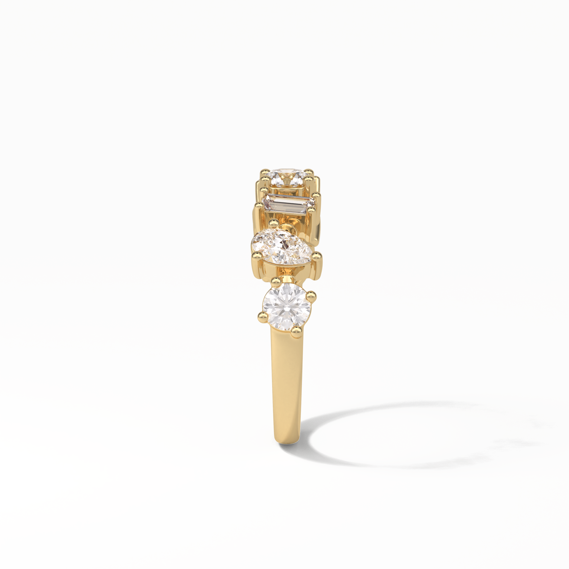 1.4 TCW Pear, Baguette & Round Shaped Wedding Band 10