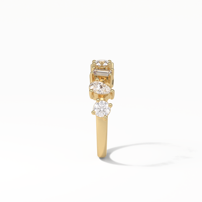 1.4 TCW Pear, Baguette & Round Shaped Wedding Band 10
