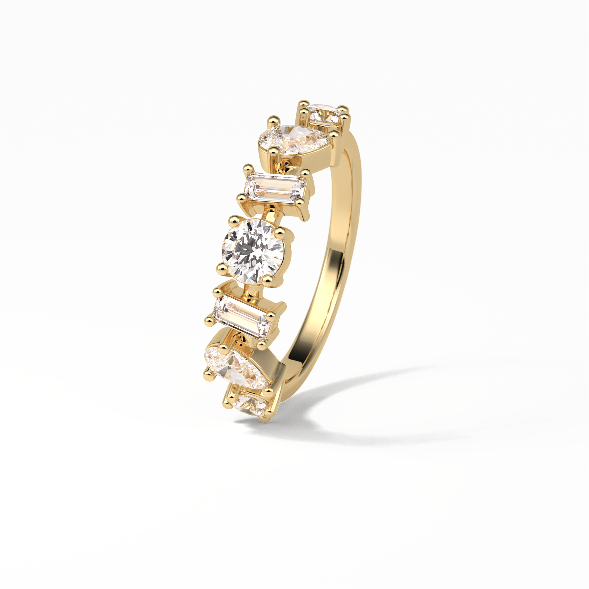 1.4 TCW Pear, Baguette & Round Shaped Wedding Band 13