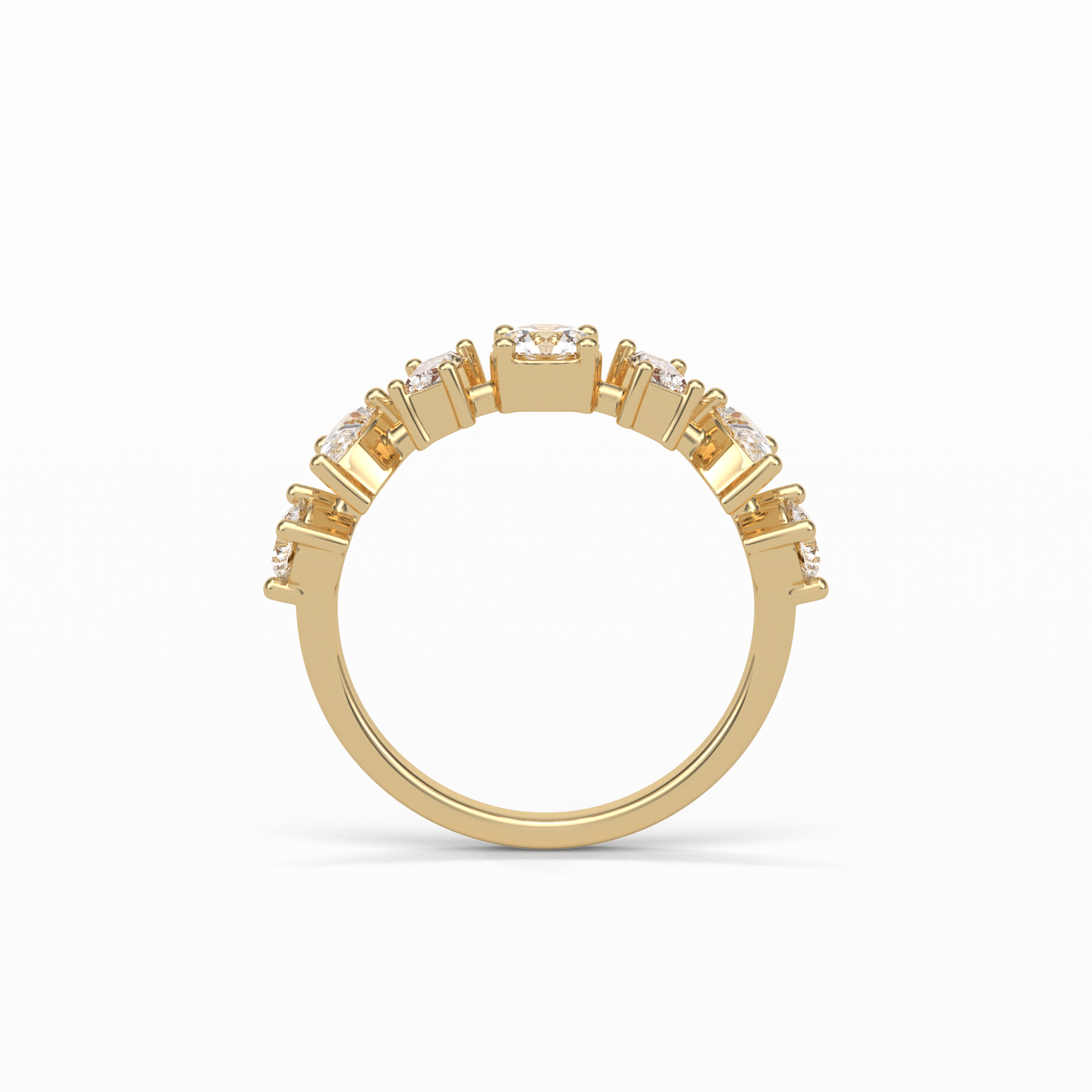 1.4 TCW Pear, Baguette & Round Shaped Wedding Band 9