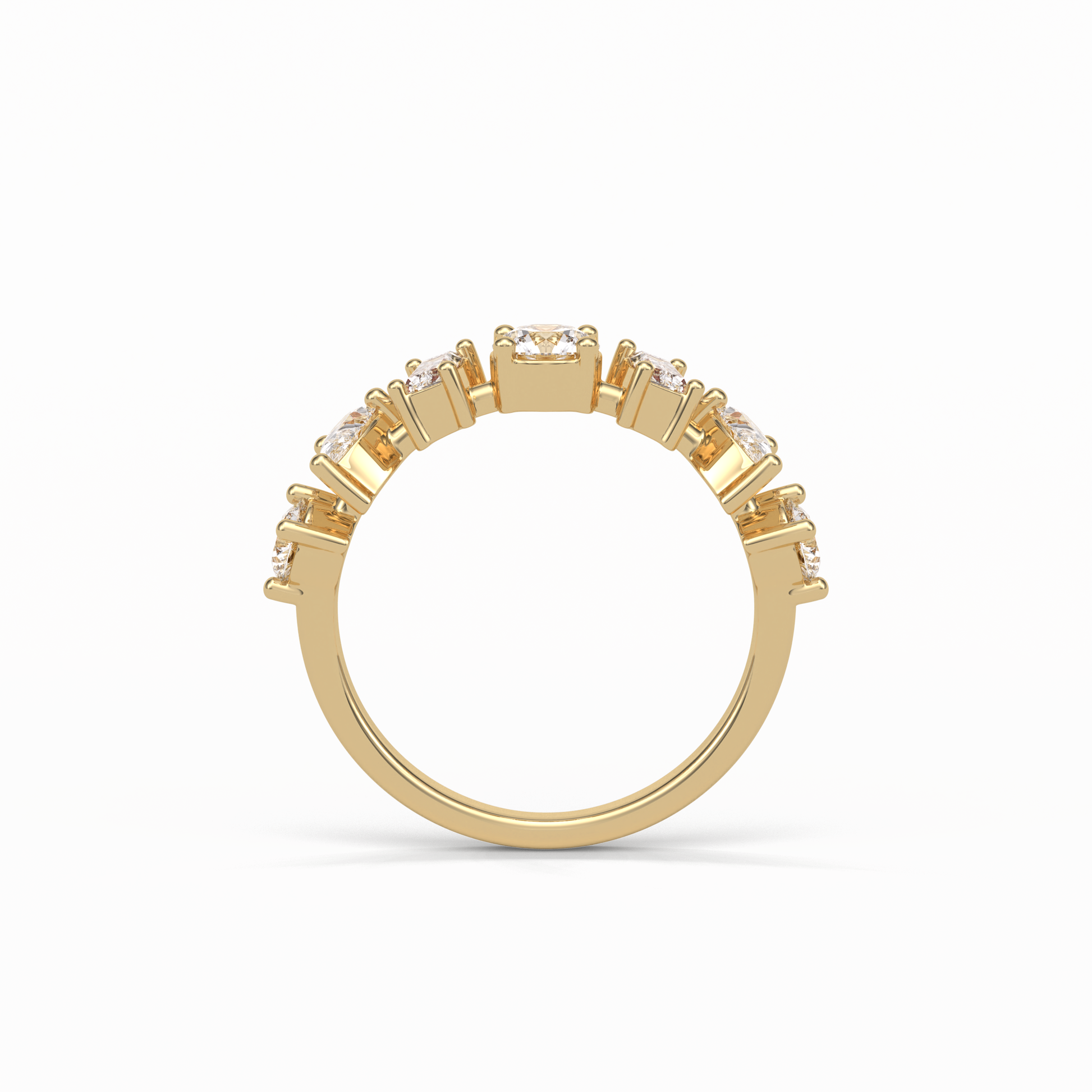 1.4 TCW Pear, Baguette & Round Shaped Wedding Band 9