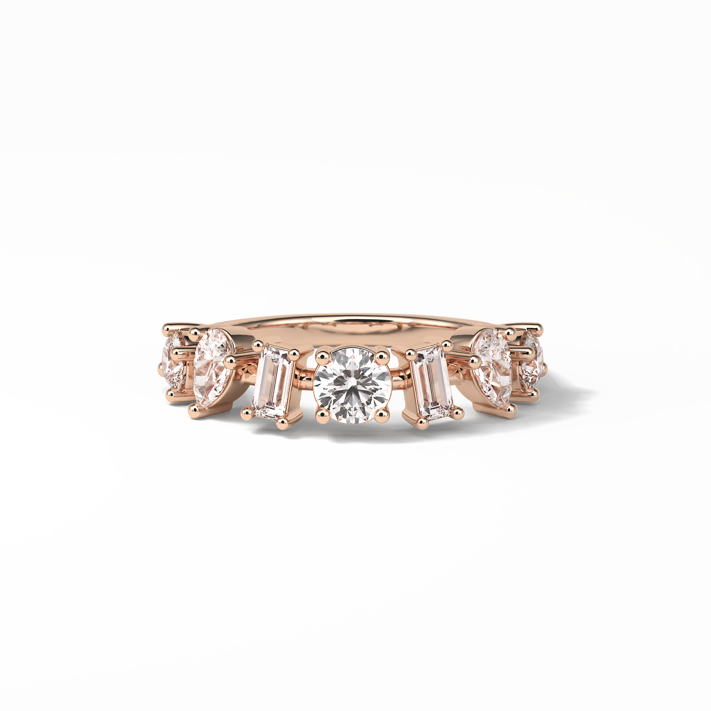 1.4 TCW Pear, Baguette & Round Shaped Wedding Band 15