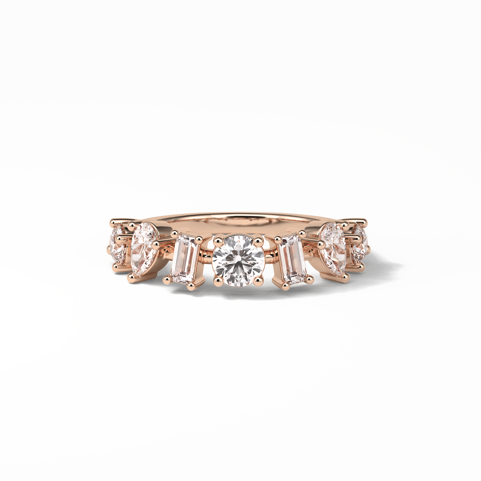 1.4 TCW Pear, Baguette & Round Shaped Wedding Band 15