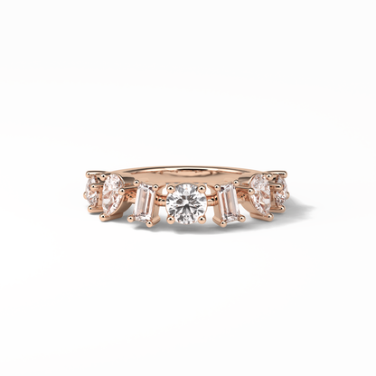 1.4 TCW Pear, Baguette & Round Shaped Wedding Band 15