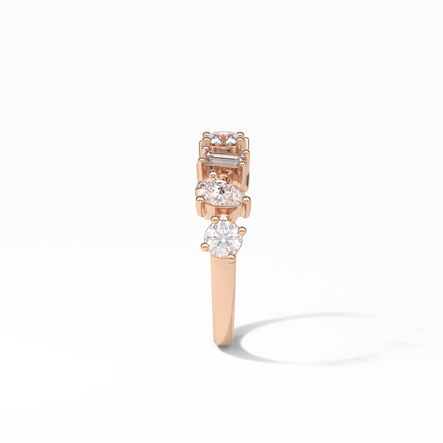 1.4 TCW Pear, Baguette & Round Shaped Wedding Band 18