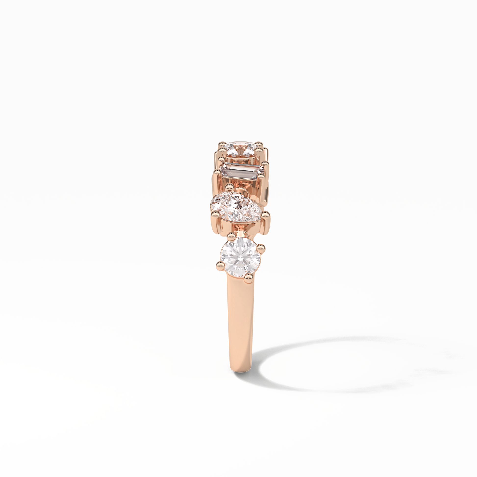1.4 TCW Pear, Baguette & Round Shaped Wedding Band 18