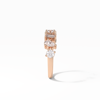 1.4 TCW Pear, Baguette & Round Shaped Wedding Band 18