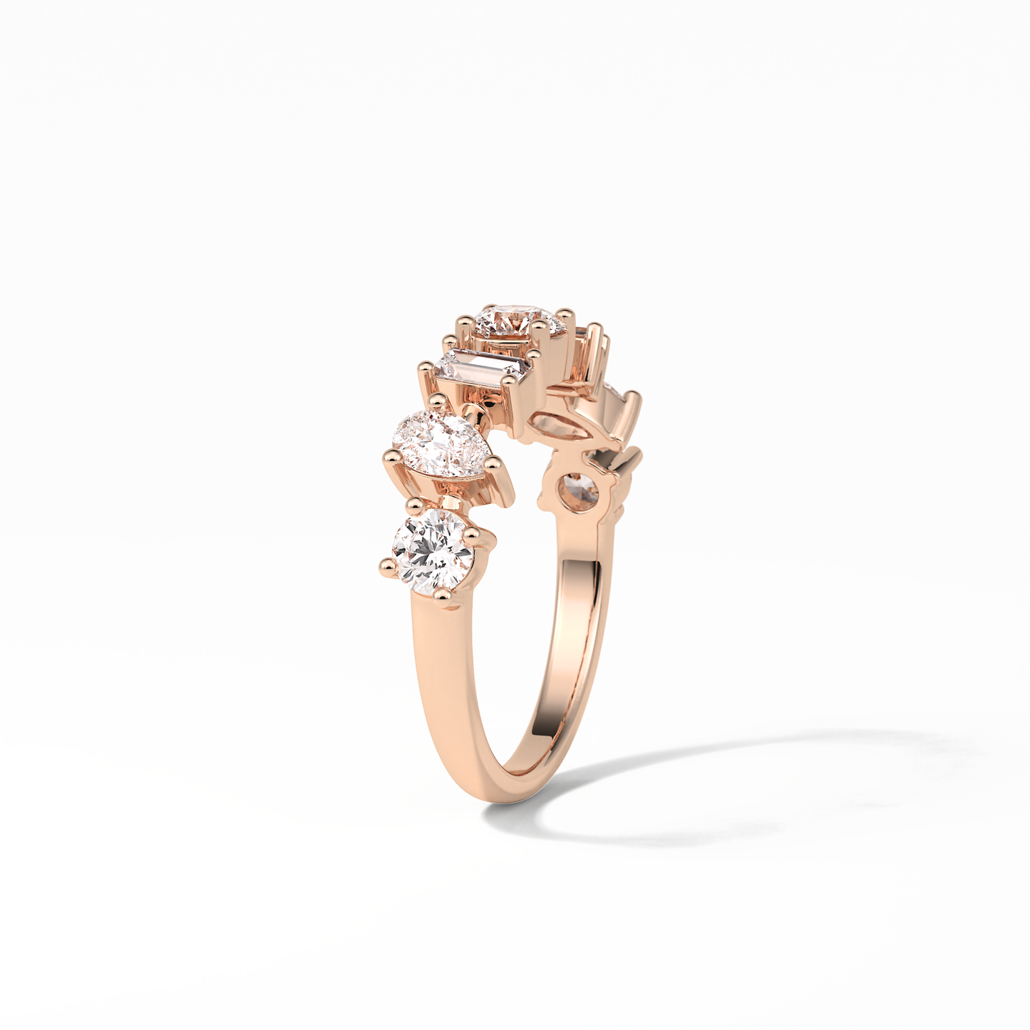 1.4 TCW Pear, Baguette & Round Shaped Wedding Band 19