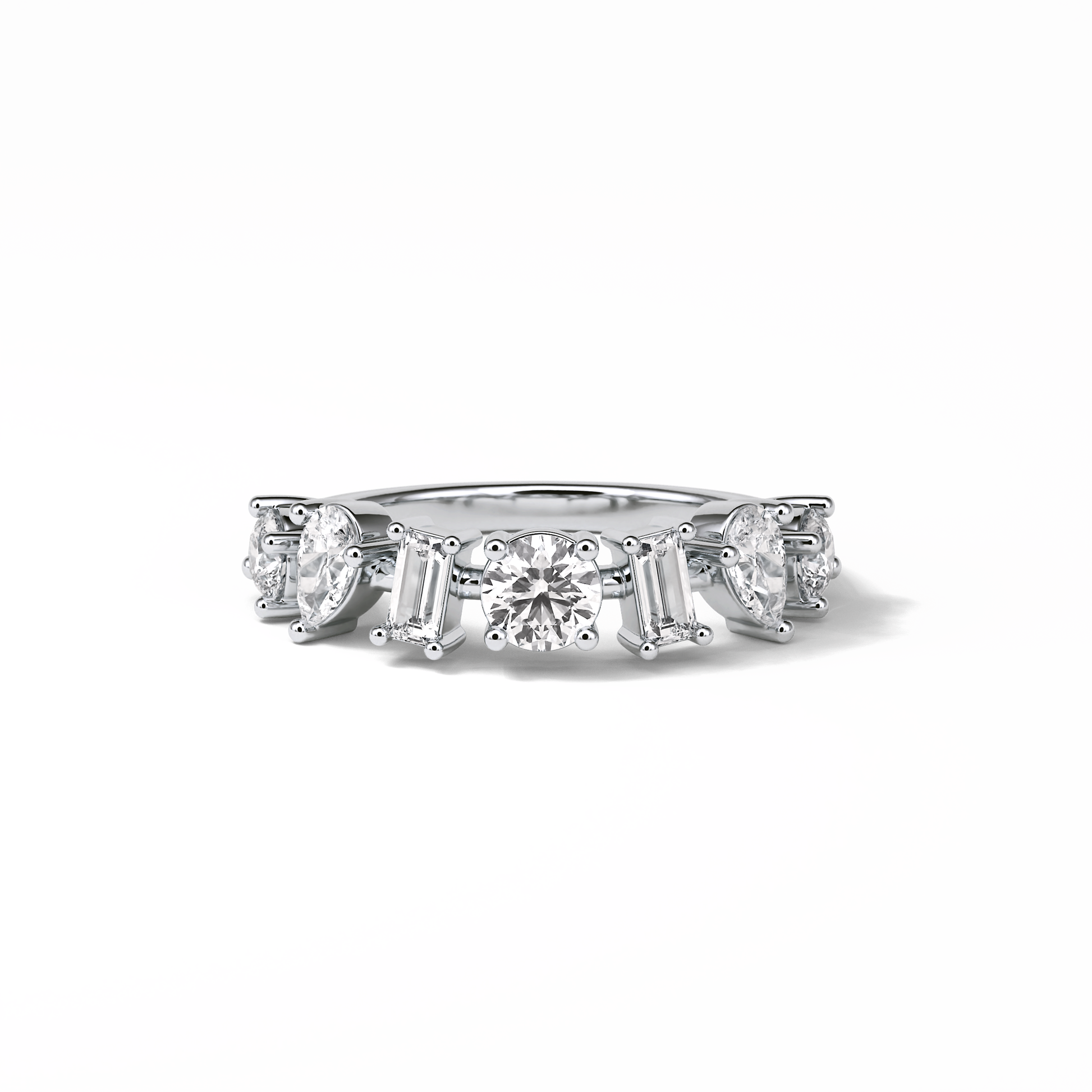 1.4 TCW Pear, Baguette & Round Shaped Wedding Band 1