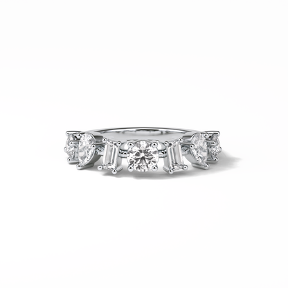 1.4 TCW Pear, Baguette & Round Shaped Wedding Band 1